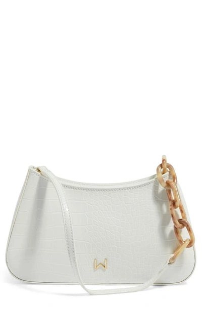 House Of Want Newbie Vegan Leather Shoulder Bag In Snow Croco