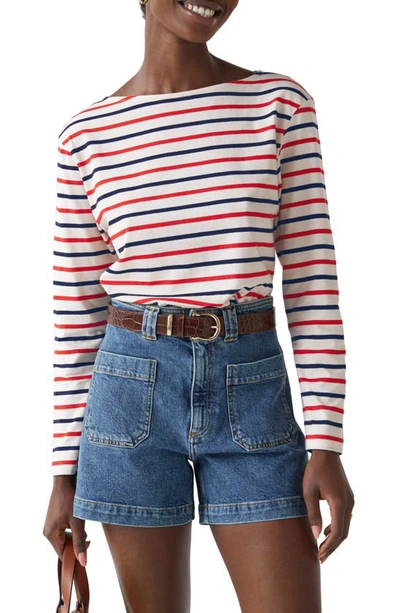 & Other Stories Breton Stripe Cotton Top In Navy /red Stripe