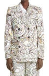 DRIES VAN NOTEN STAINED GLASS PRINT COTTON & SILK DOUBLE BREASTED BLAZER