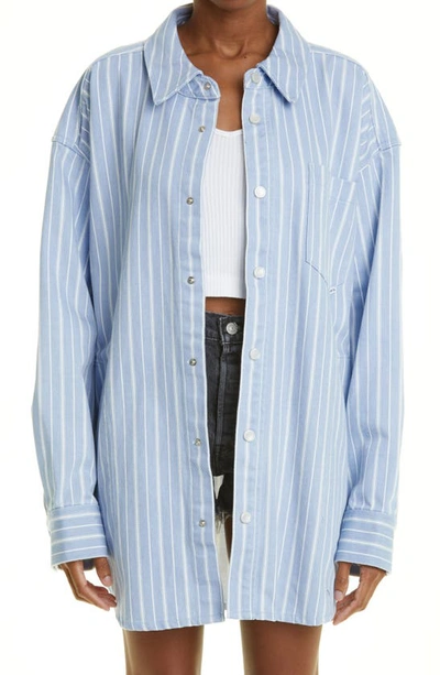 Alexander Wang Striped Padded Shirt Jacket In Blue
