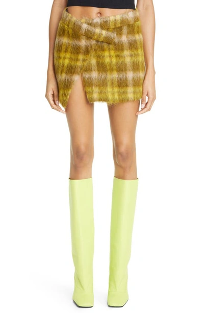 Attico Check-print Slim-fit Woven Mini Skirt In 148 Dark Forest