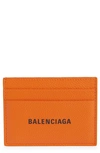 Balenciaga Cash Logo Leather Card Case In Orange