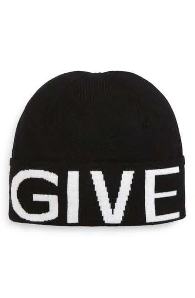 Givenchy Intarsia-logo Knitted Beanie In Black,white