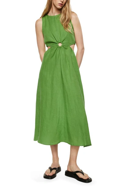 Mango 100% Linen Dress Green | ModeSens