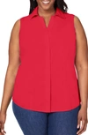Foxcroft Taylor Sleeveless Button-up Shirt In Sweet Cherry