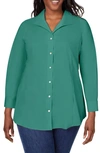 Foxcroft Cecilia Non-iron Button-up Tunic Shirt In Vintage Jade