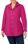 Foxcroft Cecilia Non-iron Button-up Tunic Shirt In Pink Rosato