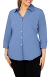Foxcroft Mary Non-iron Stretch Cotton Button-up Shirt In Blue Denim
