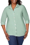 Foxcroft Pandora Non-iron Tunic Shirt In Jade Gem