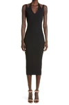 Alaïa Sleeveless Cutout Rib Midi Dress In Noir Alaia