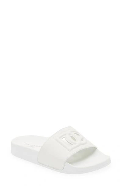 Dolce & Gabbana Kids' Cut-out Logo Slides In White