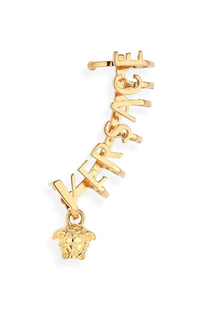 Versace Medusa Charm Logo Ear Crawler In  Gold