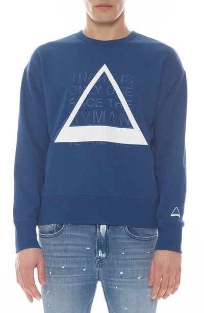 Hvman Triangle Embroidered Cotton Logo Graphic Sweatshirt In Classic Blue