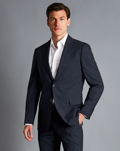 Charles Tyrwhitt Melange Pinstripe Suit Wool Jacket In Blue