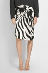 Bottega Veneta Zebra Stripe Knot Front Parachute Skirt In Black&white