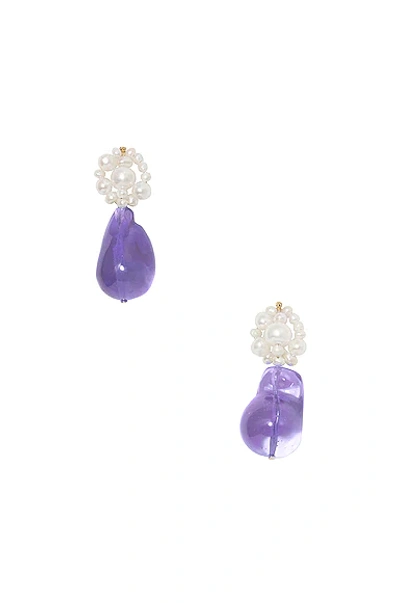 Completedworks Gold-plated Vermeil Silver Tra-la-la Pearl Drop Earrings In Lilac