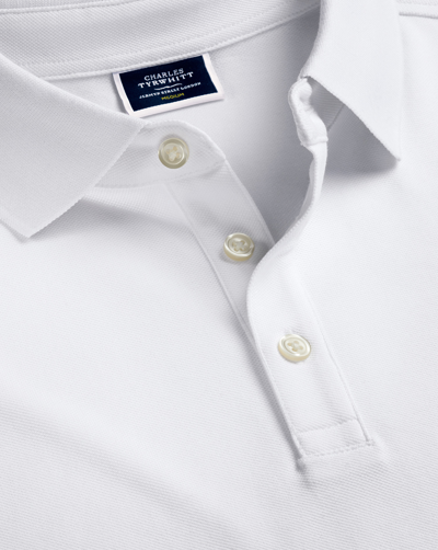 Charles Tyrwhitt Tyrwhitt Long Sleeve Pique Cotton Polo Shirt In White