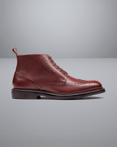 Charles Tyrwhitt Leather Brogue Boots In Brown