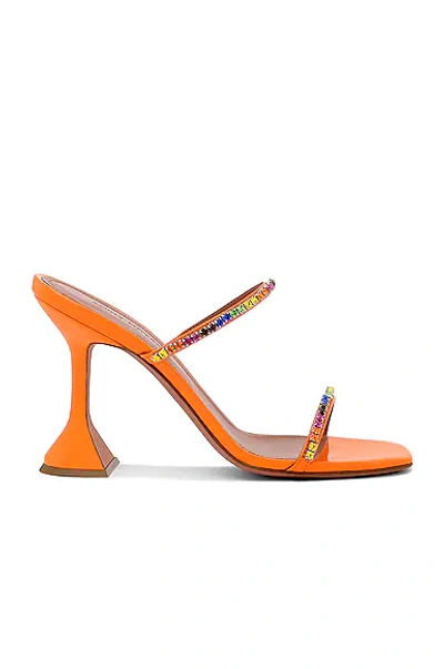 Amina Muaddi Gilda Patent Rainbow Slipper In Orange