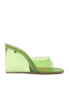 Amina Muaddi Lupita Glass-wedge Slide Sandals In Jungle