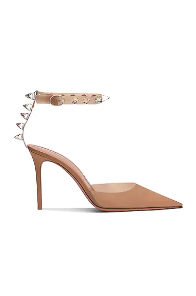 Amina Muaddi Julia Crystal-embellished Pvc Pumps In Tan & Volcano Crystal Spikes