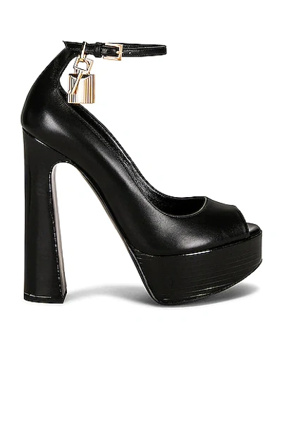 Tom Ford Padlock Peep-toe Platform Leather Heeled Courts In Black