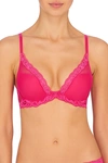 Natori Feathers Contour Plunge T-shirt Everyday Plunge Bra (32d) Women's In Berry Fizz