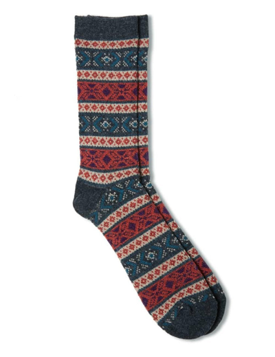 Anonymous-ism Anonymous Ism Jacquard Wool Crew Socks - Charcoal One Size, Colour: Charcoal In Multi