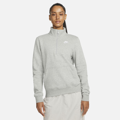 Nike Women's  Sportswear Club Fleece 1/2-zip Sweatshirt In Grey