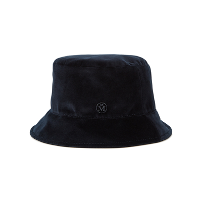Maison Michel Paris Jason Navy Velvet Bucket Hat