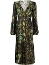 Roberto Cavalli Snakeskin-print Lace-up Midi Dress In Neutrals