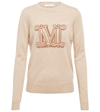 Max Mara Beige Cashmere Sweater With Logo Embroidery