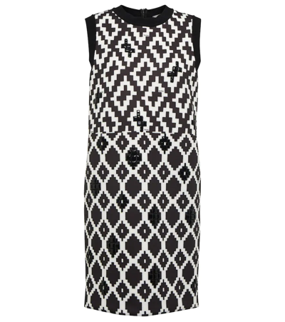 Max Mara Bilma Crystal Embellished Geometric-print Mini Dress In Nero