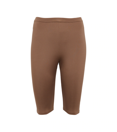 Max Mara Gelato Cotton Blend Jersey Bike Shorts In Brown