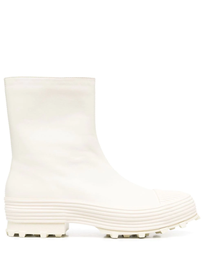 Camperlab Traktori Leather Ankle Boots In White