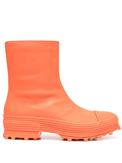 Camperlab Traktori Leather Ankle Boots In Orange