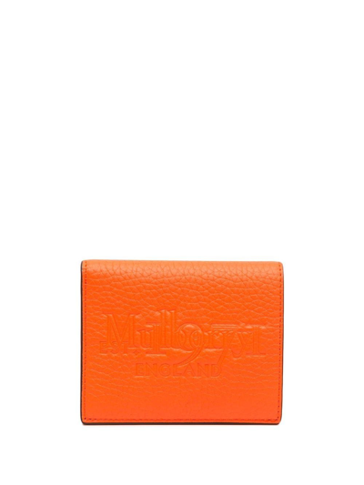 Mulberry Grained Leather Trifold Wallet In Orange