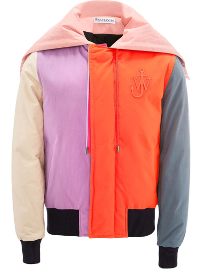 Jw Anderson Colour-blocked Logo Cotton Bomber Jacket In Multicoloured