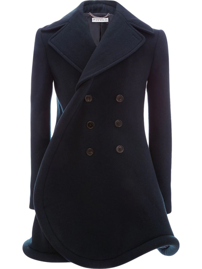 Jw Anderson Double-breasted Structured-hem Peacoat In Navy