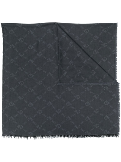 Pinko Large Monogram Scarf In Black/grey