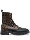 CALVIN KLEIN LACE-UP MONOGRAM BIKER BOOTS