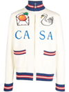 CASABLANCA ROLL-NECK INTARSIA-KNIT CARDIGAN