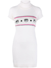Chiara Ferragni Maxilogo Short Sleeve Mini Dress In White