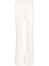 Alberta Ferretti Fine-knit Flared Trousers In Weiss