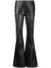 Alberta Ferretti Flared-leg Leather Trousers In Schwarz
