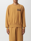 Aries Logo Printed Crewneck Sweatshirt In Camel