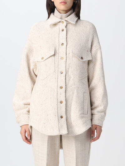 Kiton Woman Beige Virgin Wool Shirt With Boucle Effect