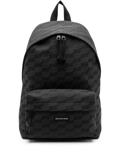 Balenciaga Bb Monogram Backpack In Black