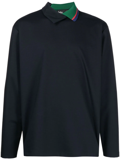 Kolor Contrasting-collar Detail Sweatshirt In Blue