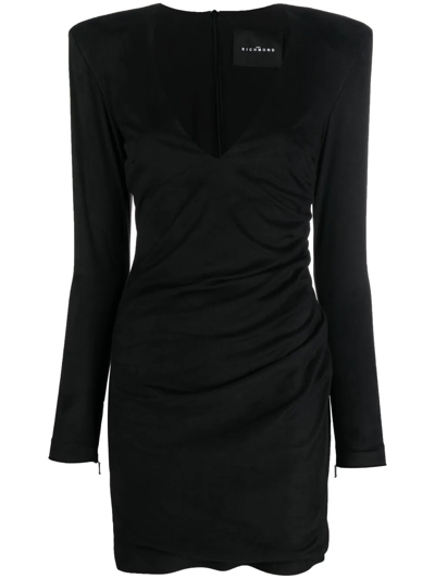 John Richmond Draped-design Mini Dress In Black